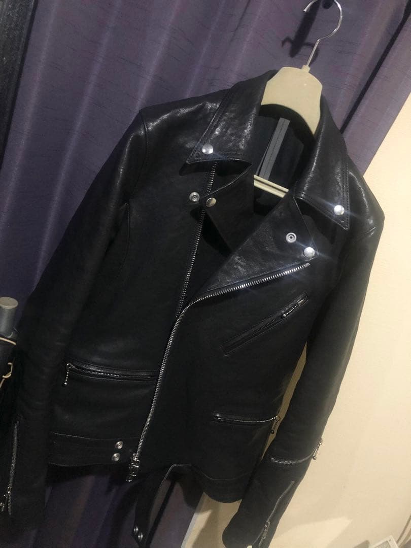 美品⭐︎STRUM⭐︎ストラム⭐︎ダブルライダースジャケット⭐︎シュリンクホース⭐︎S⭐︎黒