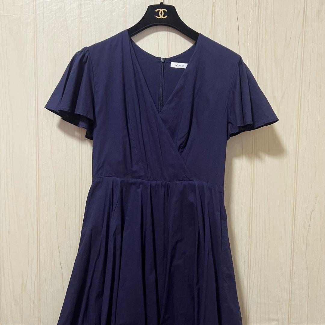 【マリハ】マドモアゼルのドレス☆ワンピース☆カシュクール☆Ｖネック☆コットン☆S