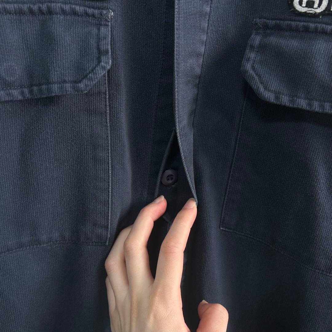 【Husqvarna】ジャケット　刺繍ロゴ　作業着　バイカー　ネイビー　ワッペン