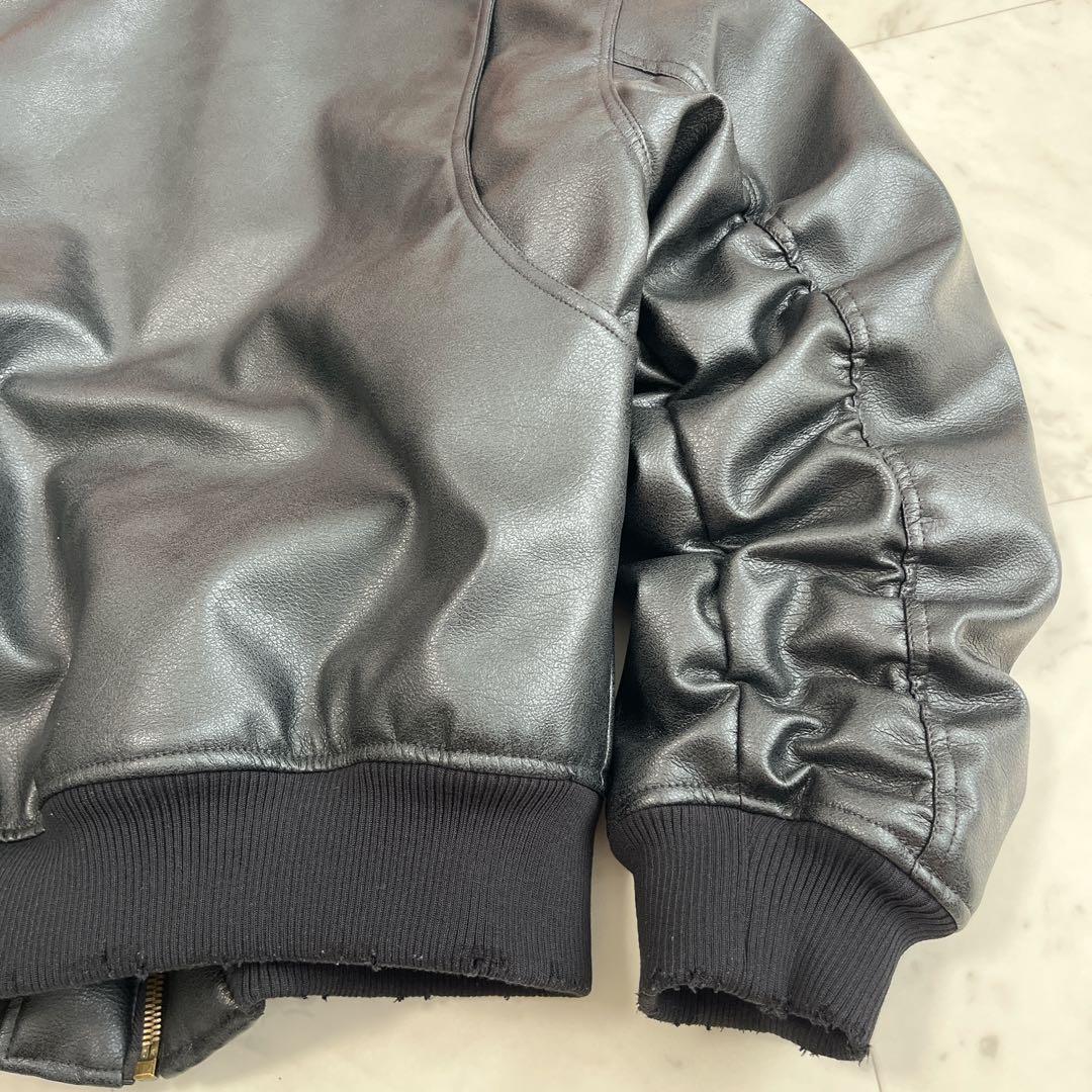 極美品✨ZARA ザラ コントラストフード付きフェイクレザー ジャケット S
