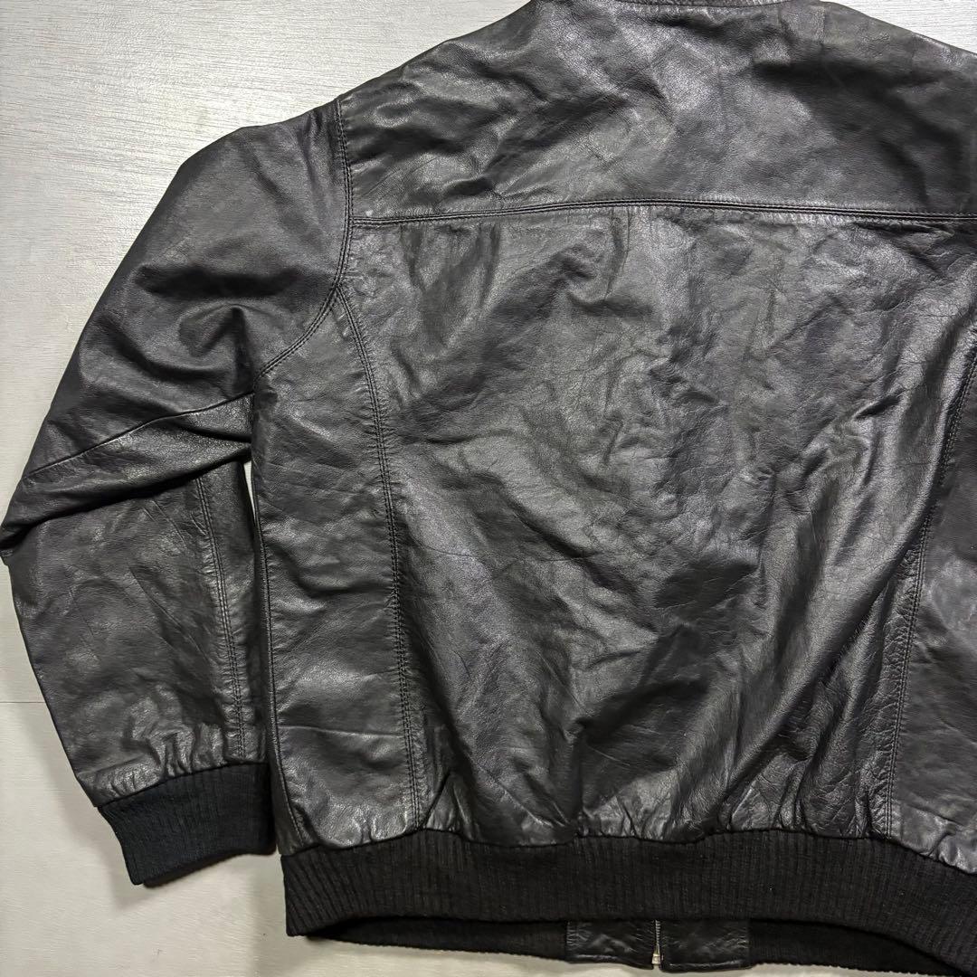 vintage レザージャケット　ブルゾン　ma-1 短丈　本革オールレザー　M