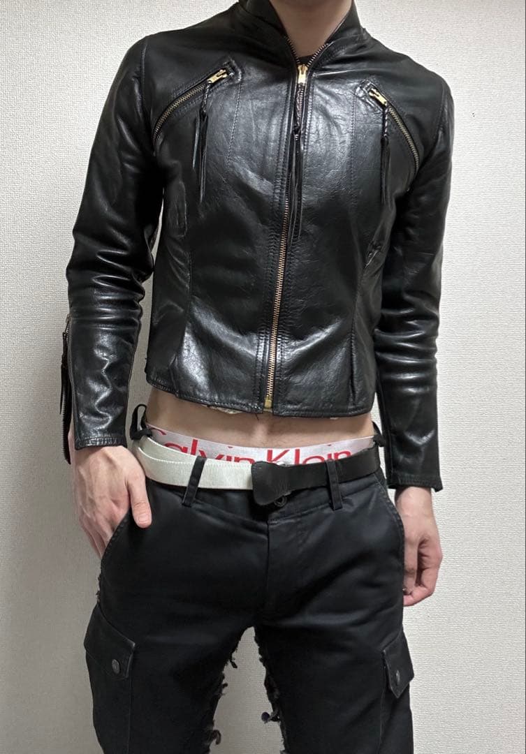 Vintage Dragon Tattoo Leather Jacket 八の字