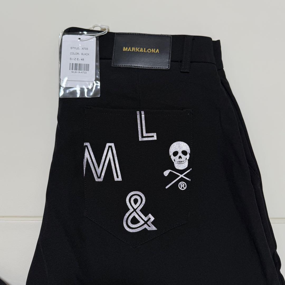 新品　マークアンドロナ　MARK&LONA　ストレッチ　パンツ 48　ブラック