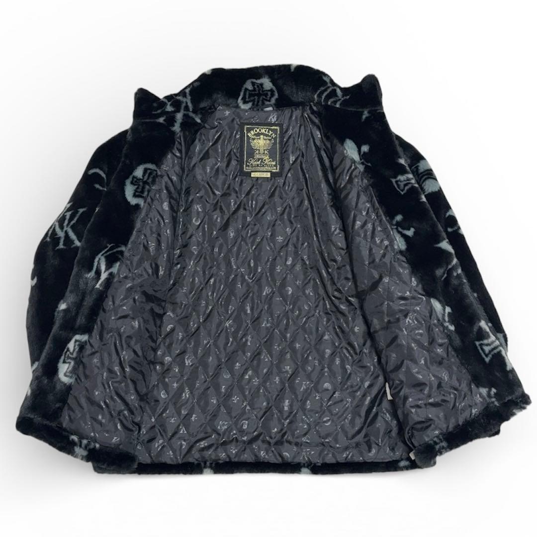 Karl Kani カールカナイ モノグラム ショートファージャケット 黒 XL