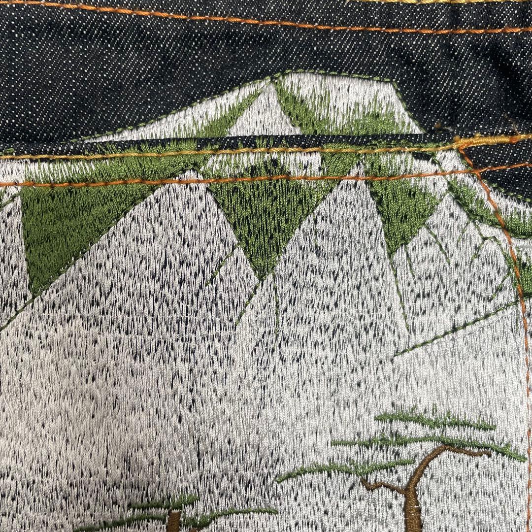 和柄刺繍　RMC　レッドモンキーカンパニー　ブラックデニムパンツ　30