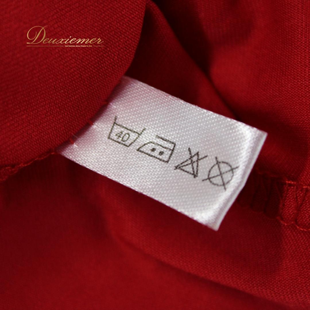 【美品 社交ダンス衣装】ワンピース ドレス ツーピース 赤 レッド XXL 派手