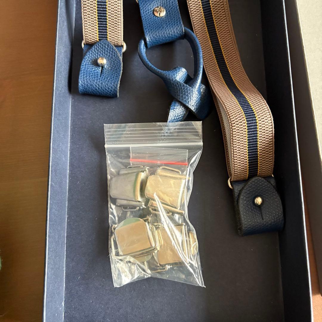 BRETELLE & BRACES ネイビー ベージュ　サスペンダー