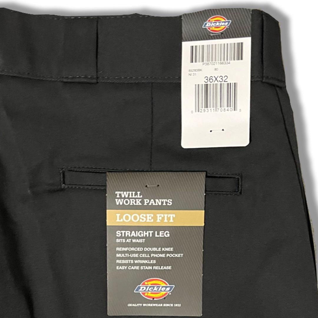 新品 36x32 ブラック DICKIES ダブルニー LOOSE FIT