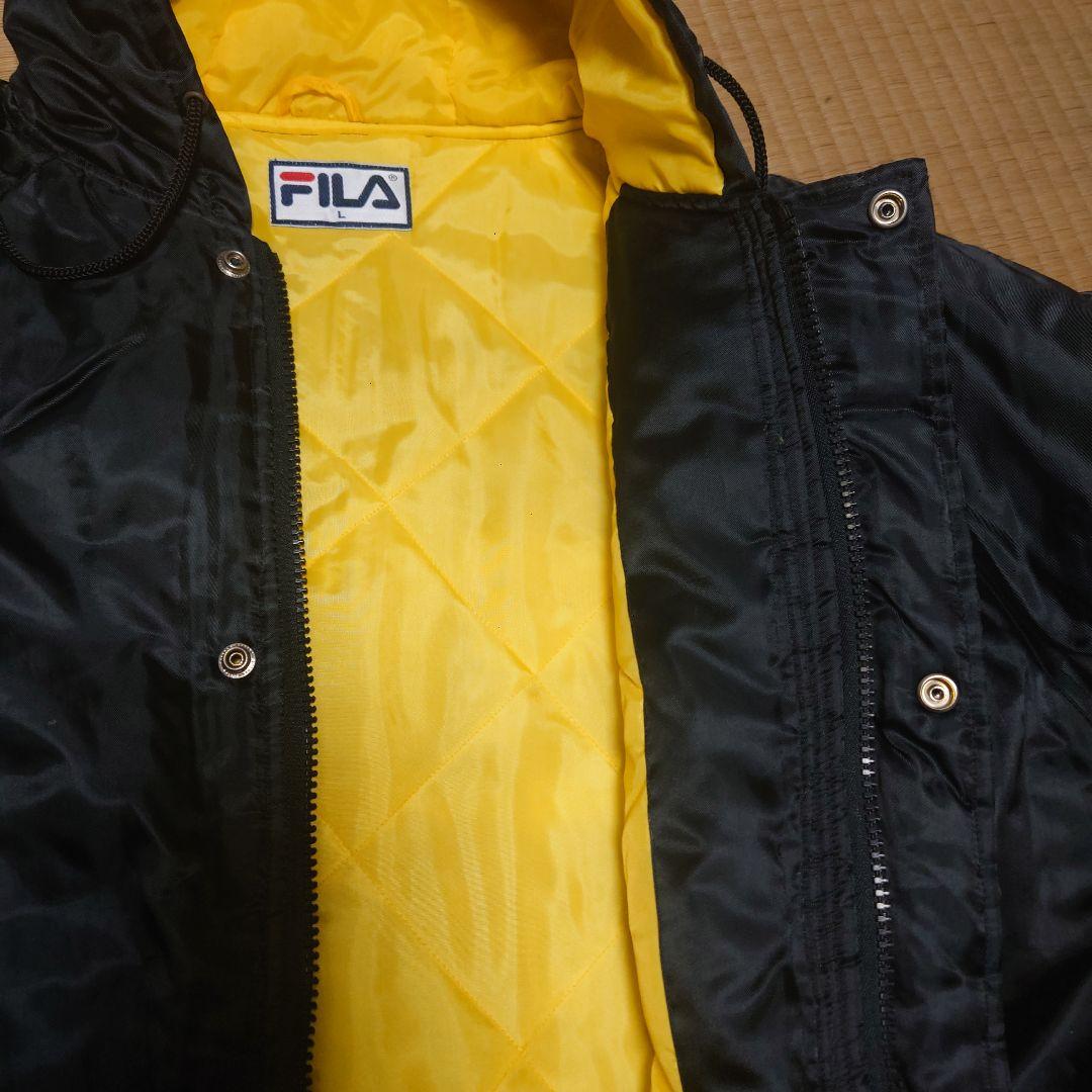 FILA ベンチコート 黒 フード付き サイズL・レトロ