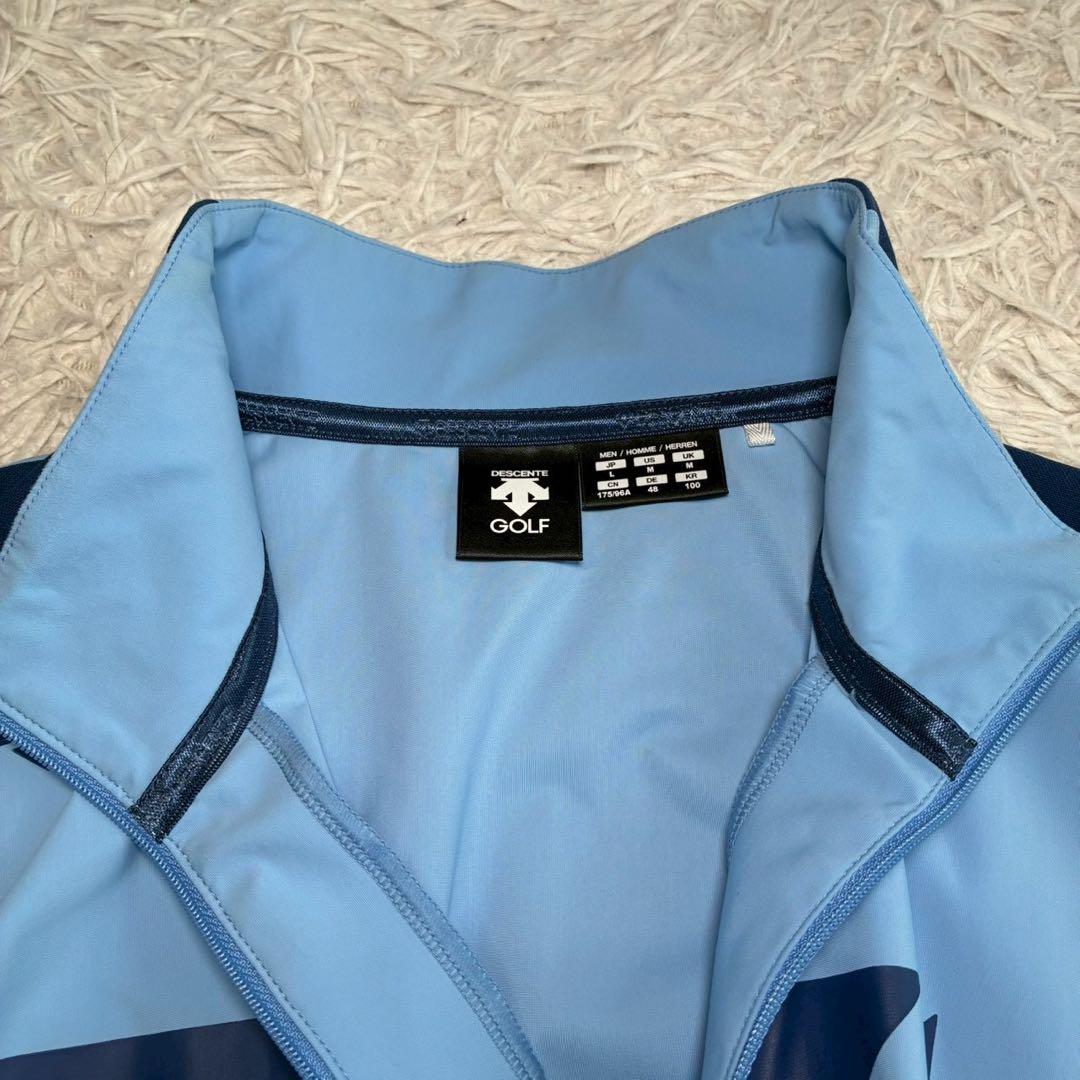 ◎美品 デサントゴルフ ハーフジップ スプリット 着心地抜群 L 春夏 水色