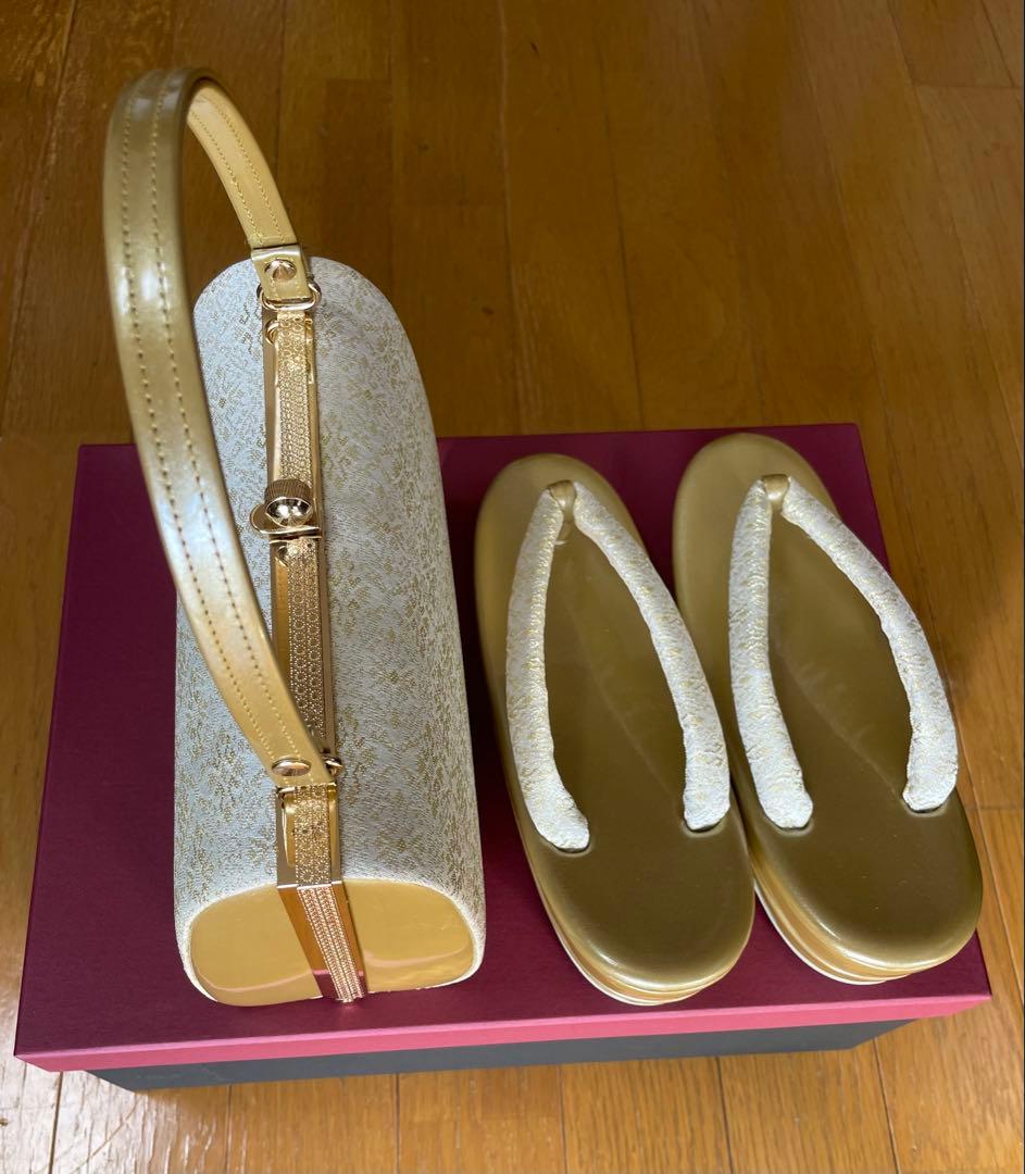 ゴールド 和装用バッグと草履セット
