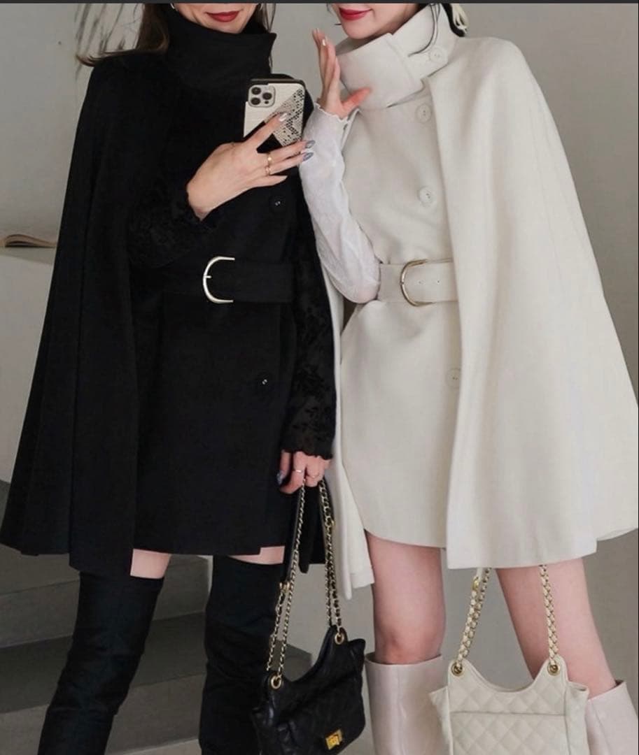 美品◎ PARTY ケープコート ポンチョ　ブラック　ロイヤルパーティ
