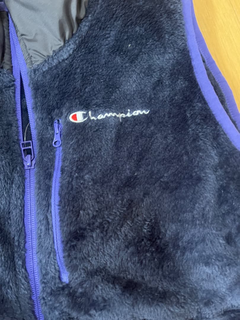 Champion フリースベスト Lサイズ ネイビー/パープル