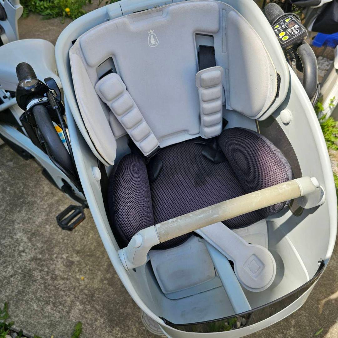 3人乗り用チャイルドシート付きbikke POLAR e E.XBKブルーグレー