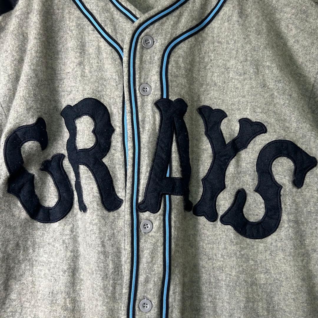 入手困難 90s ニグロリーグ GRAYS ベースボールシャツ ウール地 グレー