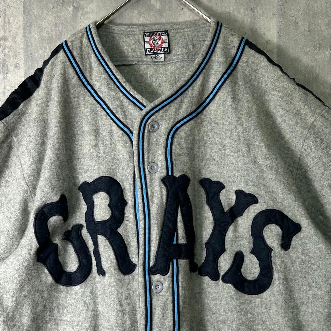 入手困難 90s ニグロリーグ GRAYS ベースボールシャツ ウール地 グレー