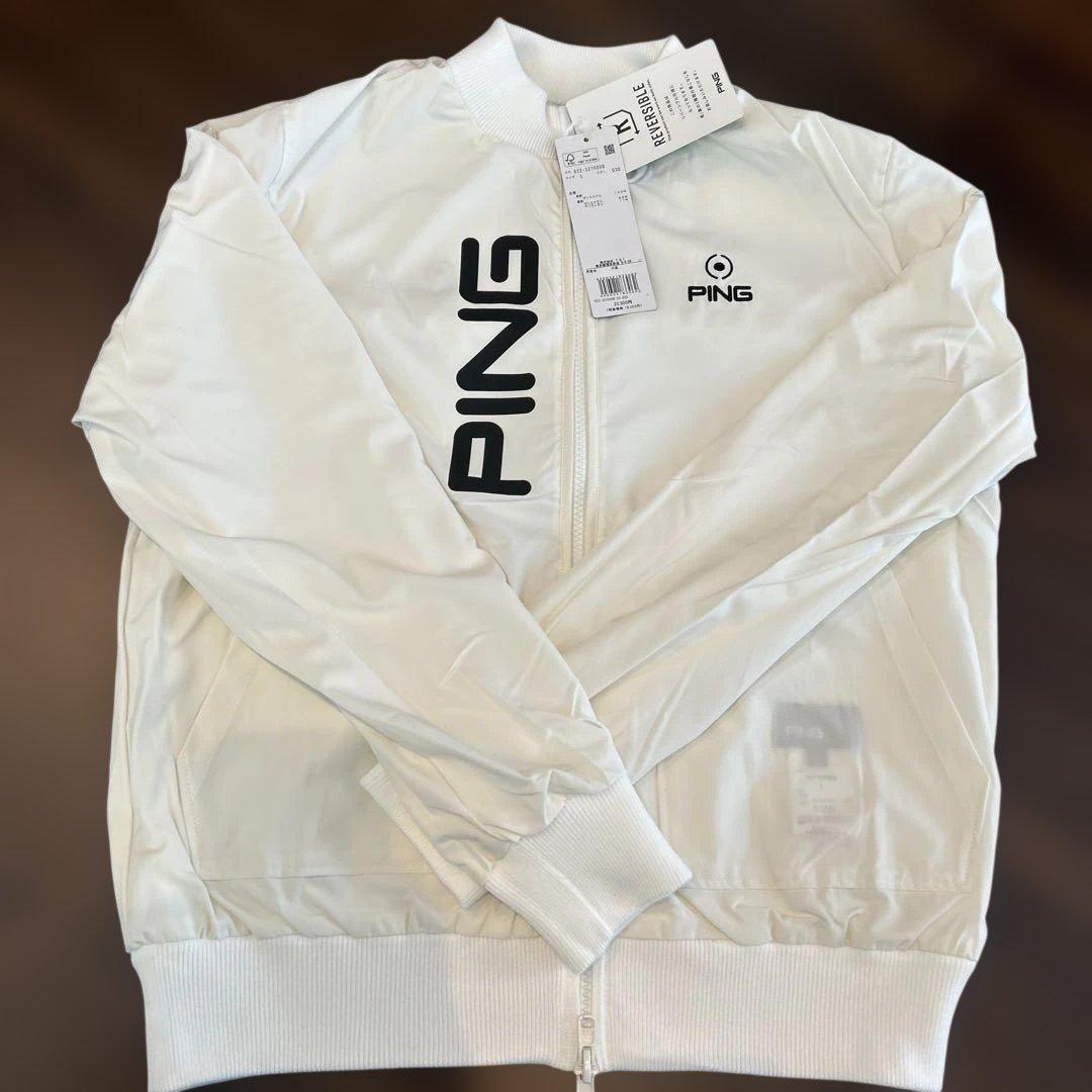 新品　ピン　PING リバーシブル　フルジップニットブルゾン　ホワイト　Lサイズ