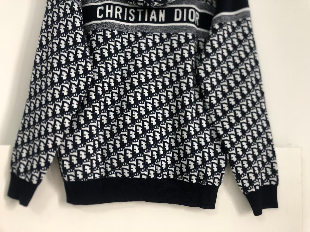 Dior ディオール ニットセーター　ネービーブルー　フーディ　超美品 両面用