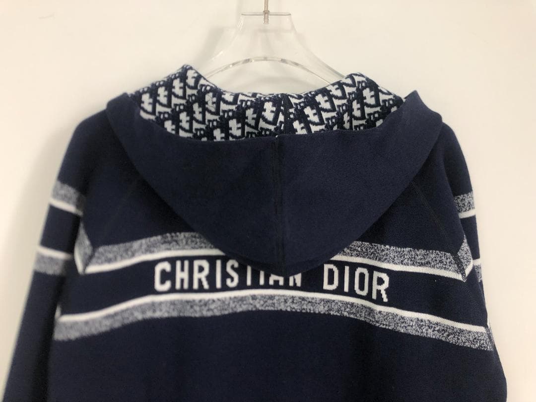 Dior ディオール ニットセーター　ネービーブルー　フーディ　超美品 両面用
