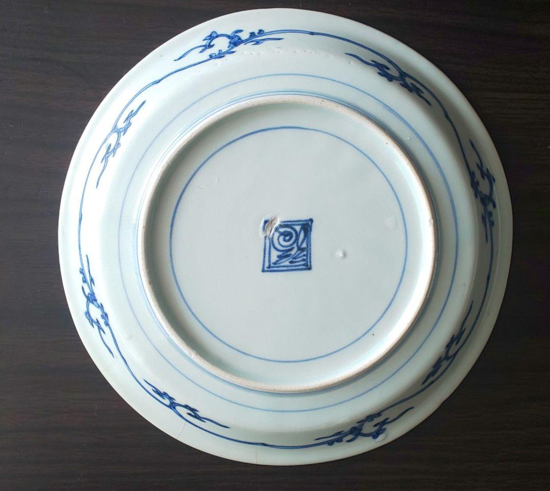 古伊万里 渦福 柿右衛門 染付牡丹松竹梅文 輪花皿