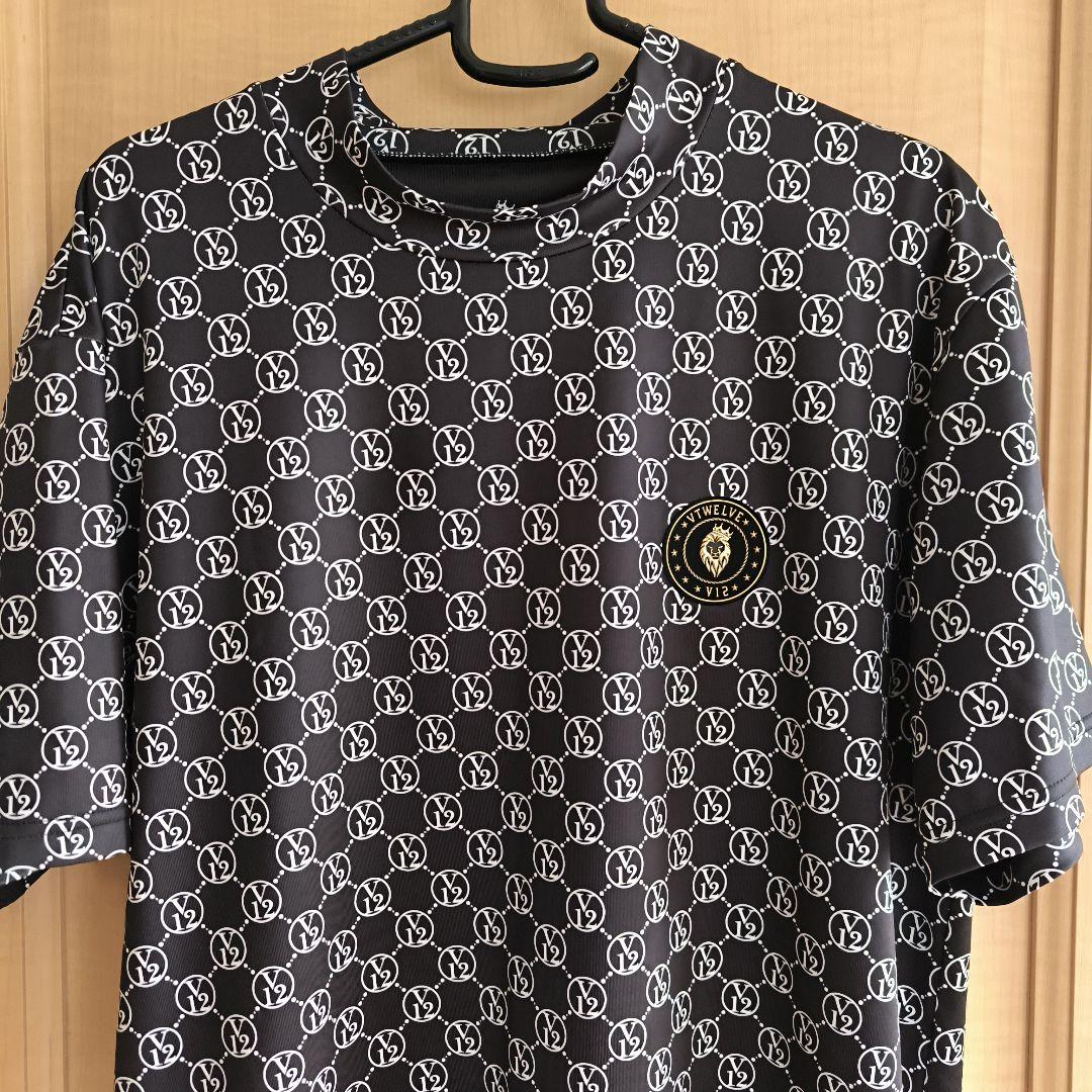 美品　V12 　ゴルフウエア　半袖 MONOGRAM MOCK ブラック　L