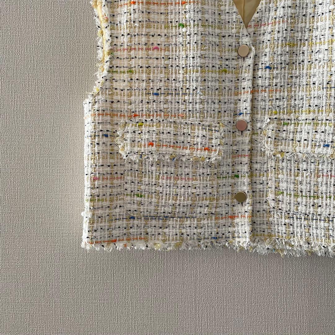 美品！Ballsey LINTONツイードベスト ホワイト 金糸トゥモローランド
