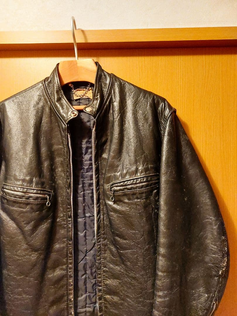 70s ヴィンテージ　シングルライダース　古着　黒　talon