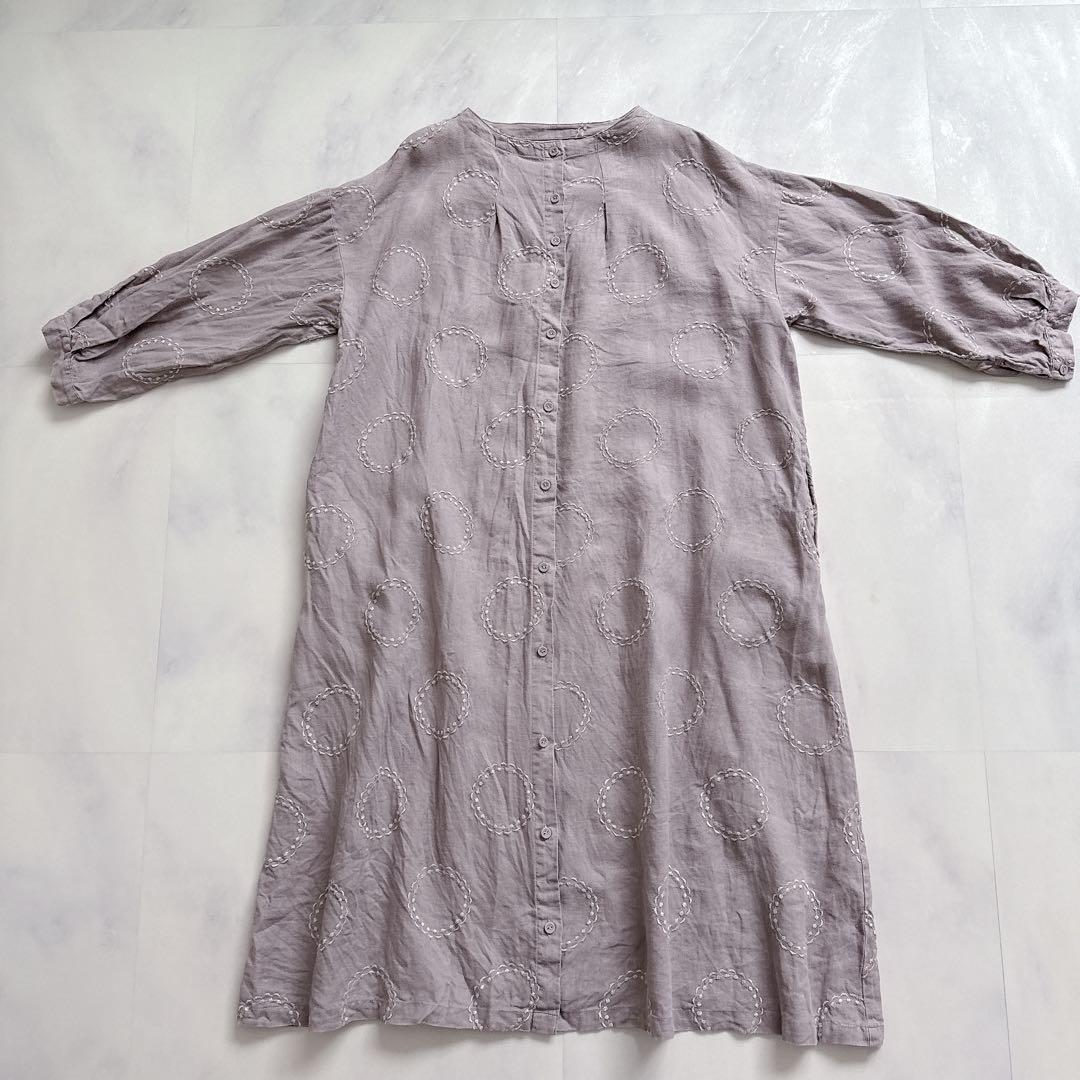 TUTIE. ツチエ 刺繍 リネン100% ロングワンピース
