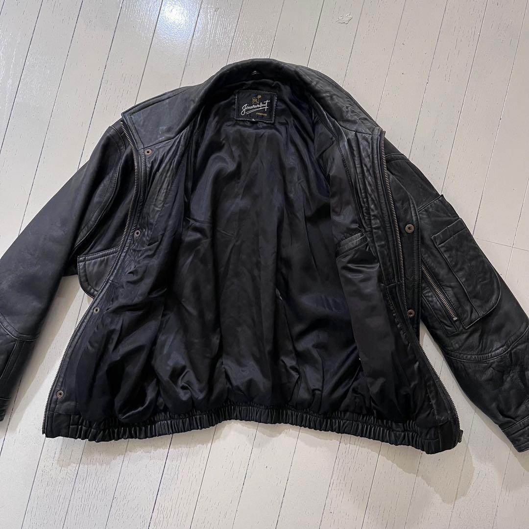 90S ビンテージレザーボンバージャケット Lサイズ 黒