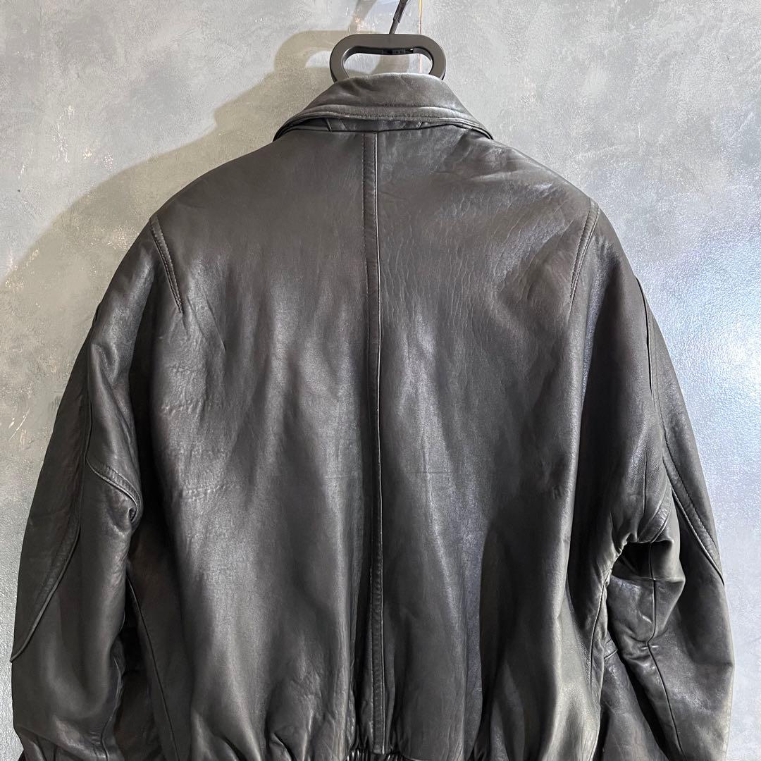 90S ビンテージレザーボンバージャケット Lサイズ 黒