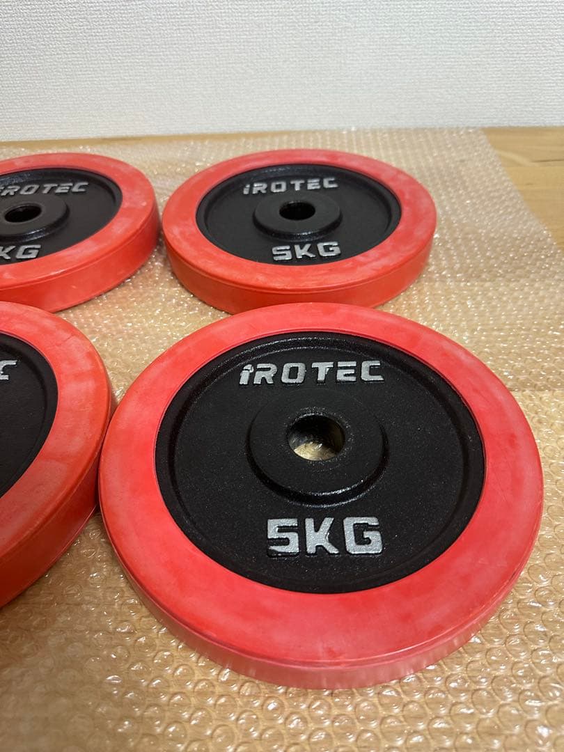 アイロテック　IROTEC 5kg ラバーリング ダンベルプレート　4枚バーベル