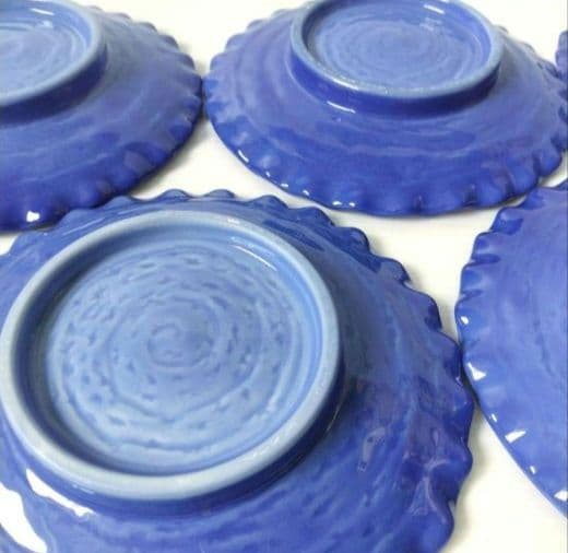 海野裕 ルリ色 輪花皿 中皿 染付 フリル ブルー 青 皿 和食器 5客揃