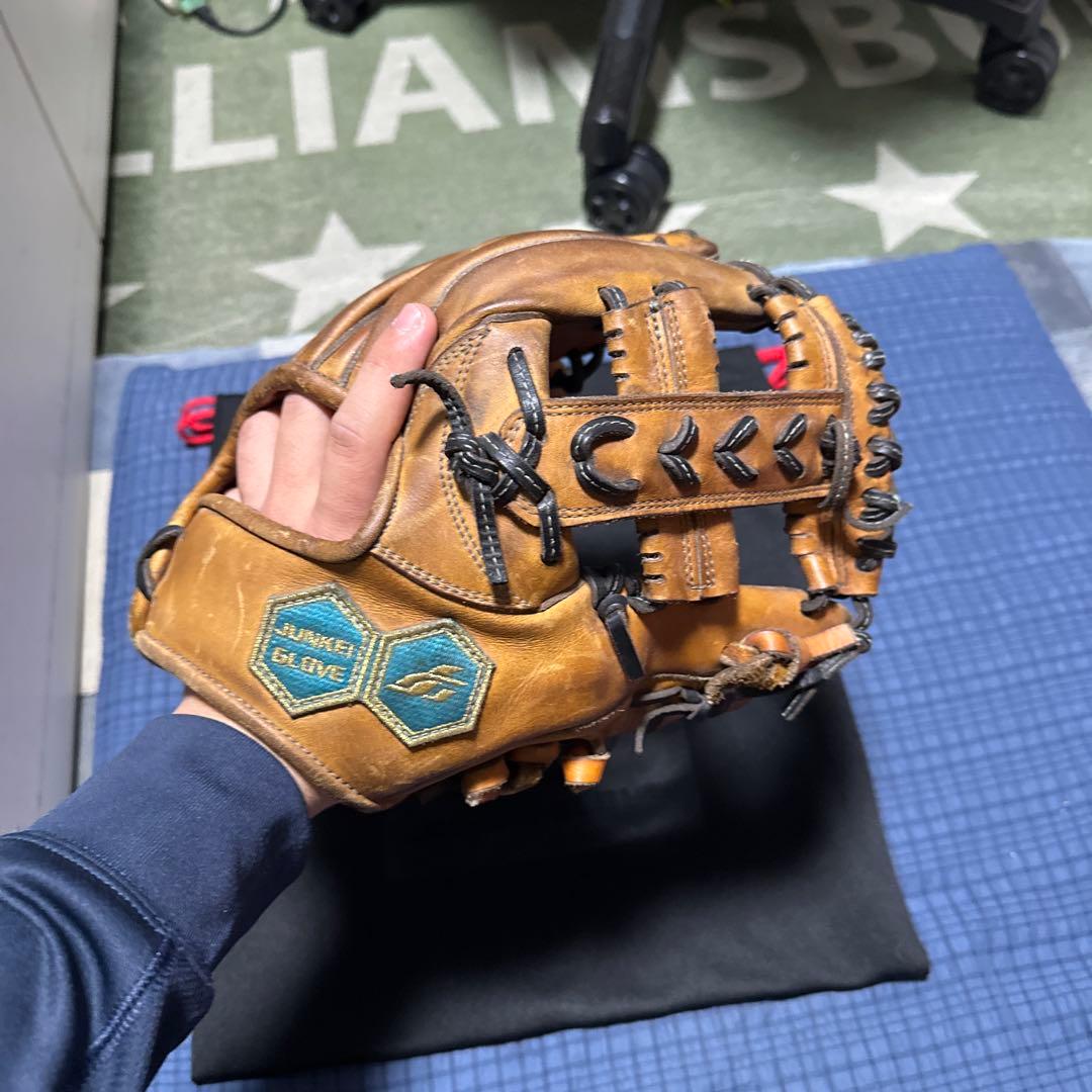 JUNKEIGLOVE ブラウン 硬式グローブ 収納袋付き