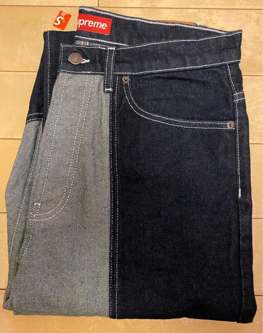 Supreme 2-Tone Paneled Baggy Jean ！