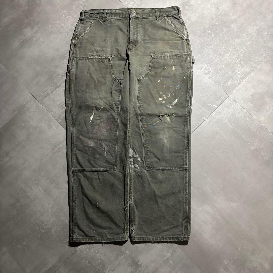 極上 カーハート carhartt ペインターパンツ ダブルニー モスグリーン
