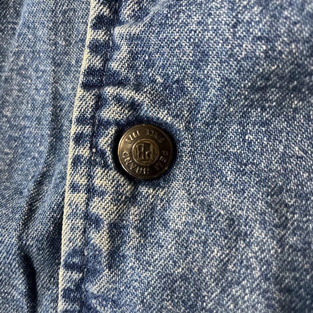 【US輸入古着 希少 デニムジャケット】ゆるだぼ L〜XL ワンポイント刺繍ロゴ