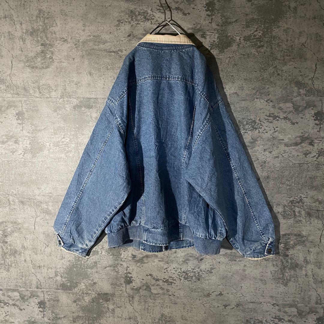 【US輸入古着 希少 デニムジャケット】ゆるだぼ L〜XL ワンポイント刺繍ロゴ