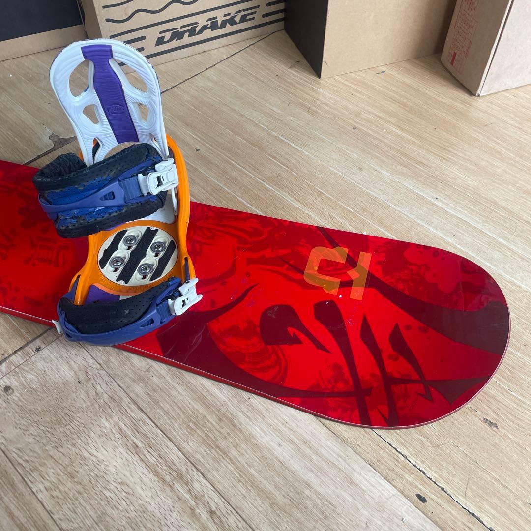 眞空雪板等×FLUX　国産名機　バイン付スノーボードセット　OGASAKA製造