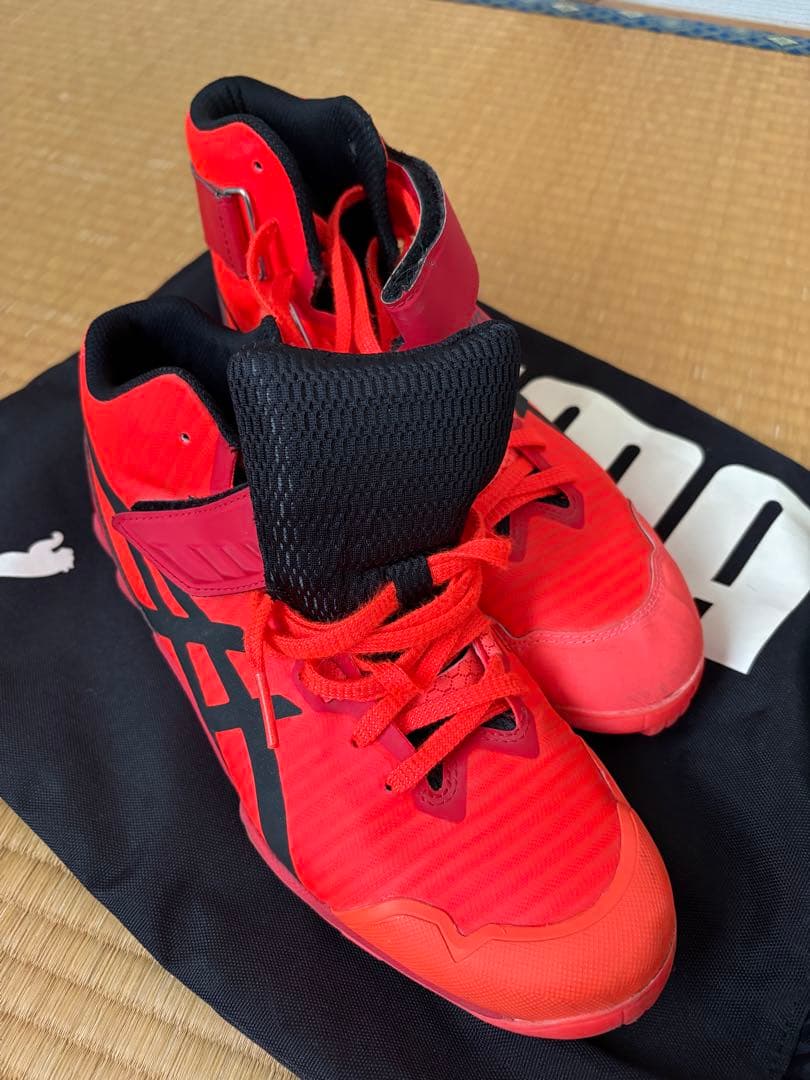 asics ハイカットスパイクシューズ レッド 27.0