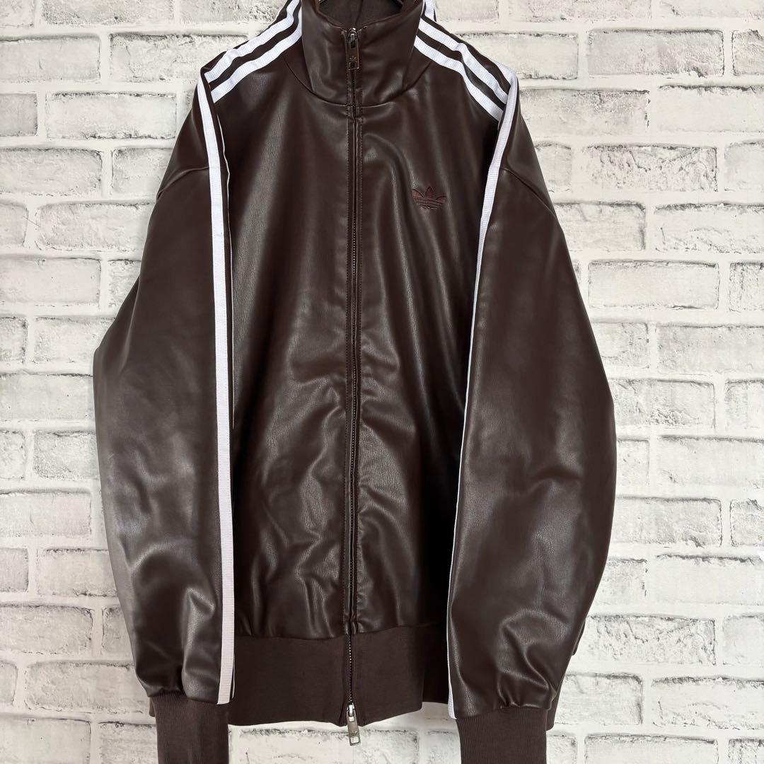 新品XS⭐️adidasスリーストライプ プレザー トラックトップ ダークブラウン