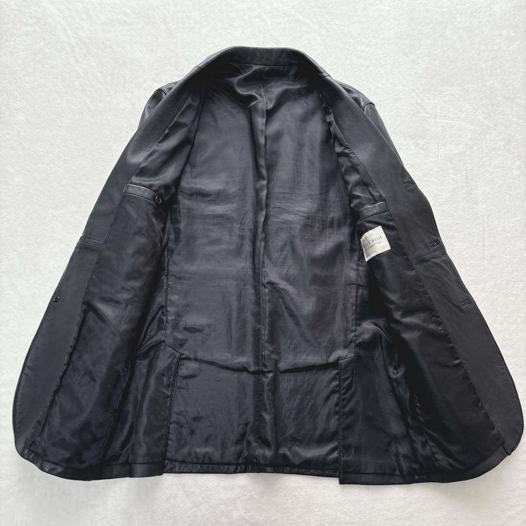 【美品】メンズビギ MENS BIGI レザーテーラードジャケット　羊革　黒