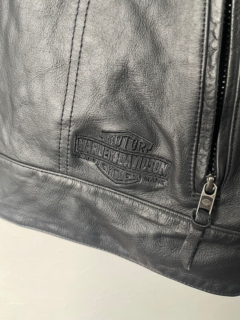 ジ*君様 HARLEY-DAVIDSON レザーベスト XL 本革 ブラックハー
