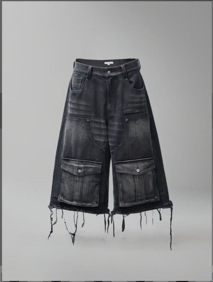 CHIKASHITSU PLUS HIGH レイヤードカーゴデニムパンツ