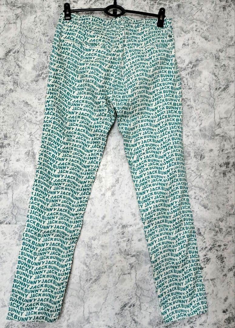 ジャックバニー ゴルフパンツ M 4 メンズ　白 グリーン ロゴ 総柄 新品
