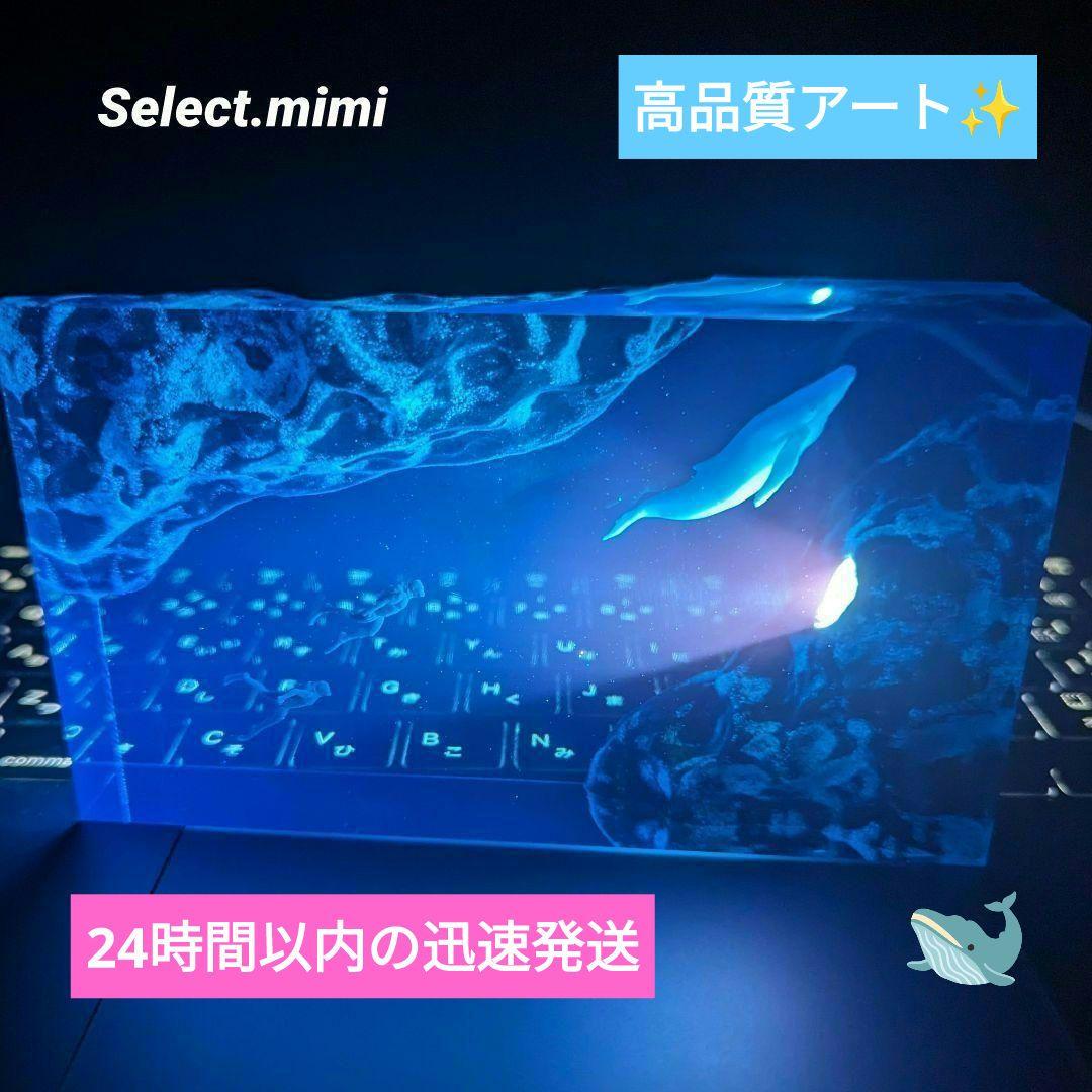 大人気❣️新品　海レジンアート　オーシャンアートランプ　シロイルカとダイバー
