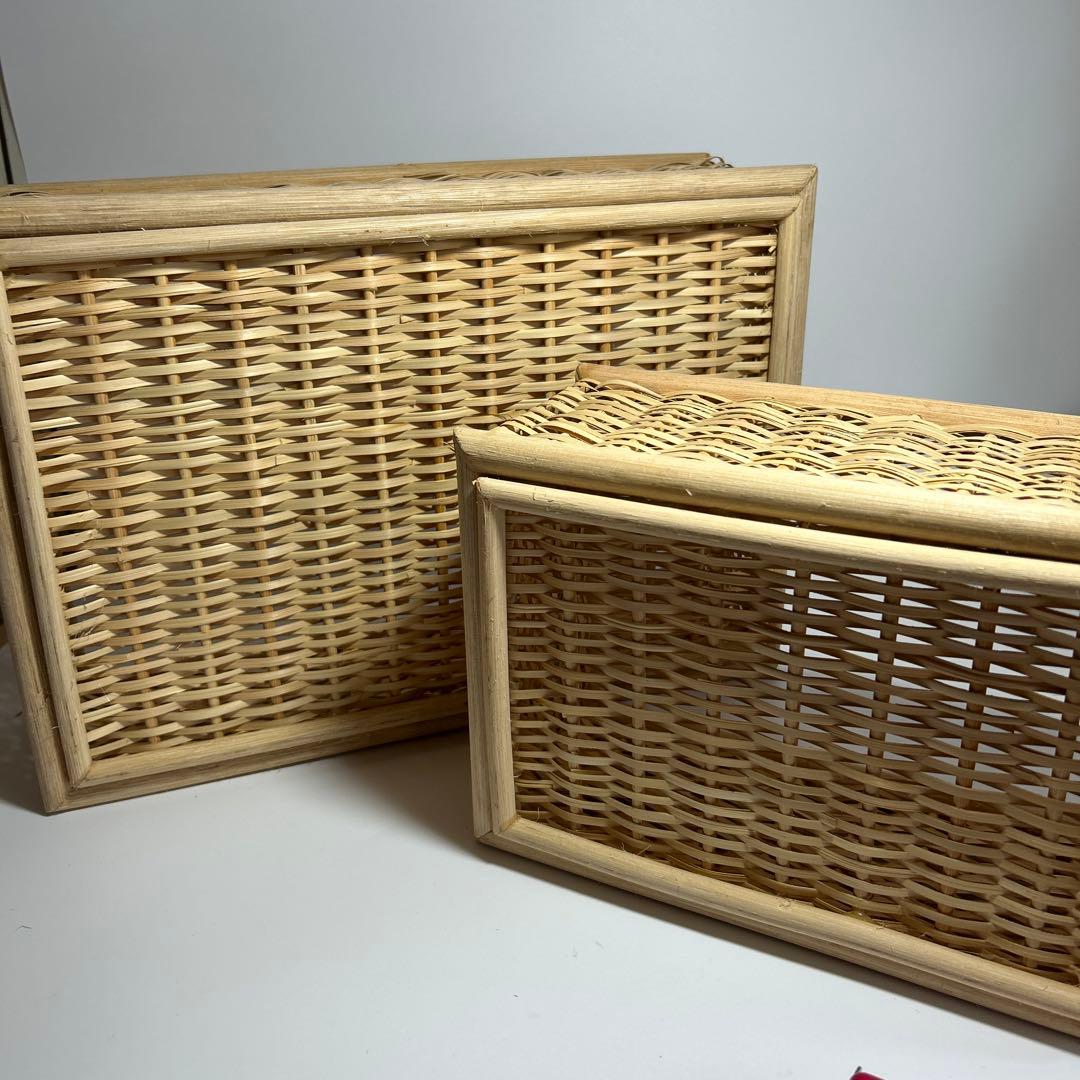 無印良品 ブリ材　バスケット中×3（+1おまけ）、小×2　重ねる収納
