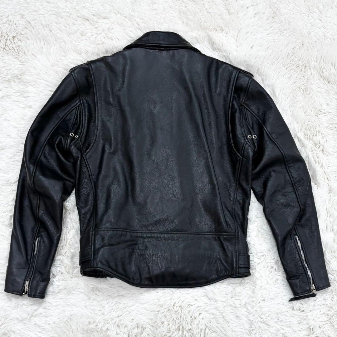 Rookie Leathers 水牛革 ダブルライダースジャケット 黒 ベルトL