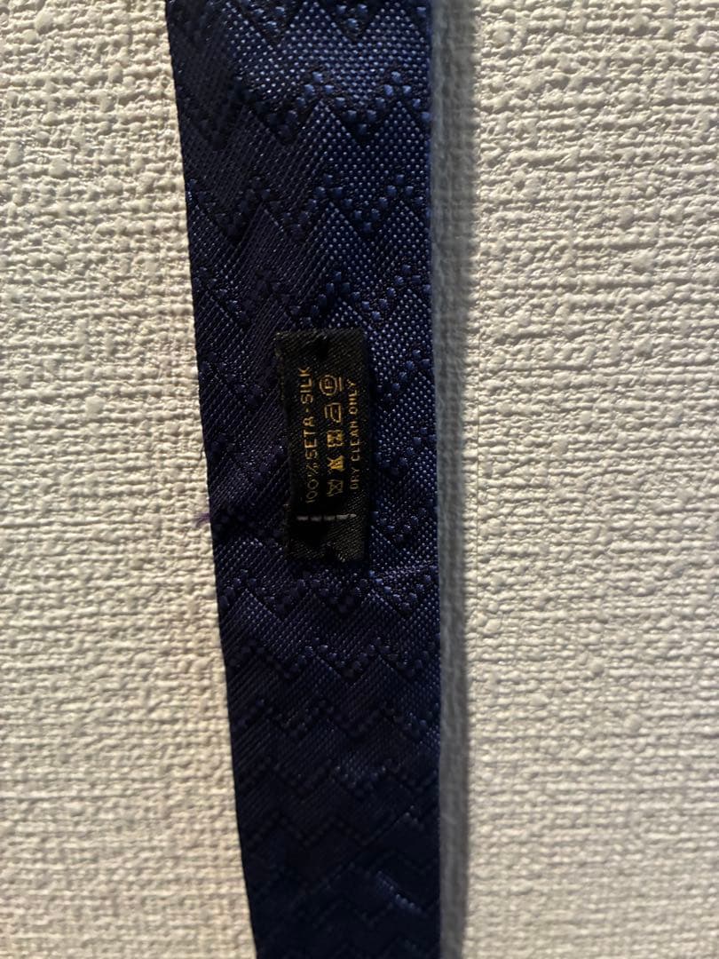 BULGARI DOUBLE TIE ネイビー シルク100%