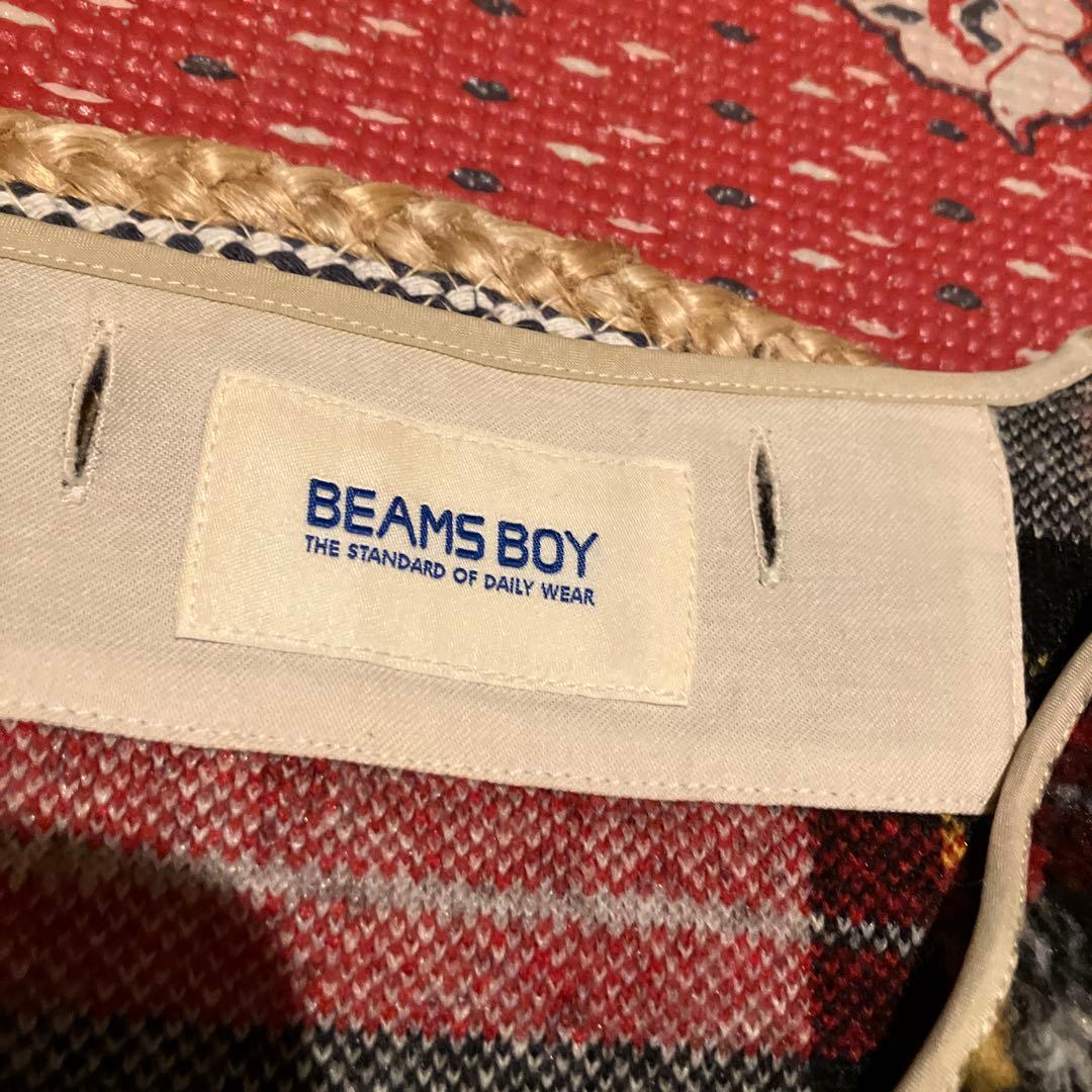 BEAMS BOY ボアジャケット ベスト　チェック柄