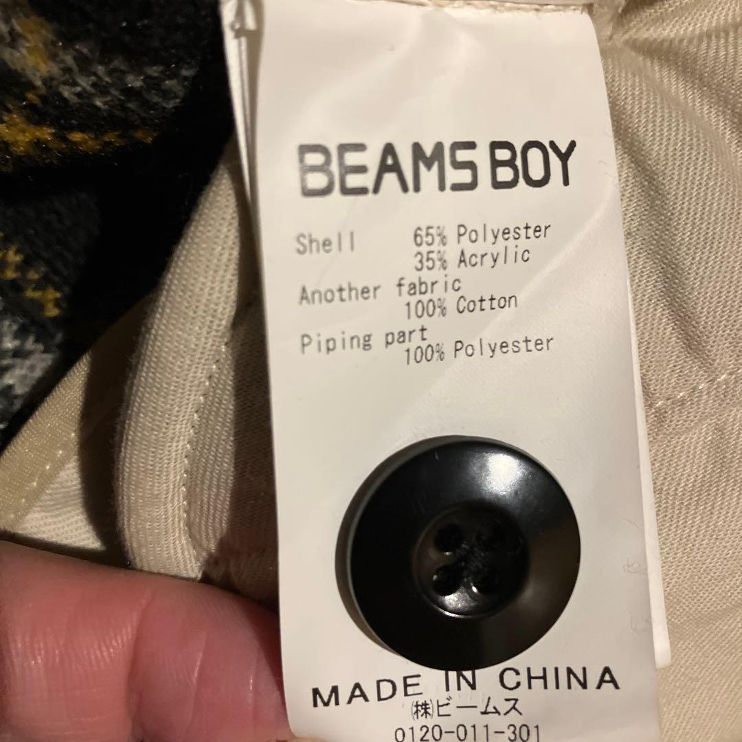 BEAMS BOY ボアジャケット ベスト　チェック柄